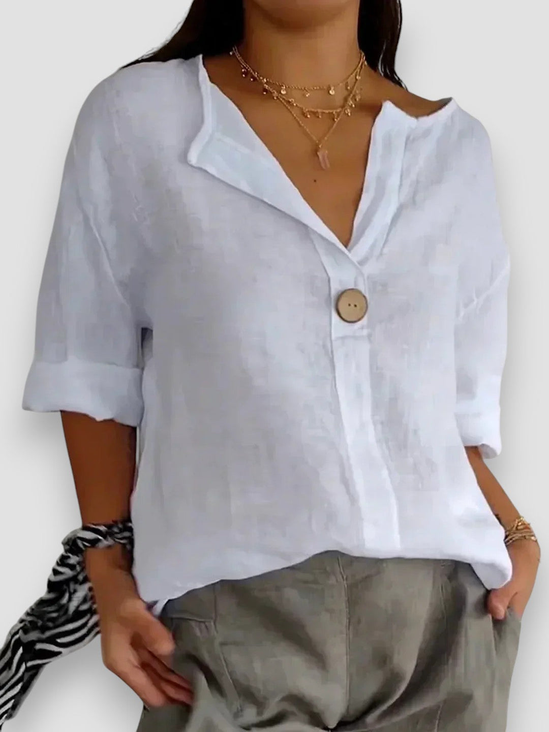 SOFIA|BLUSA CASUAL CON SCOLLO A V